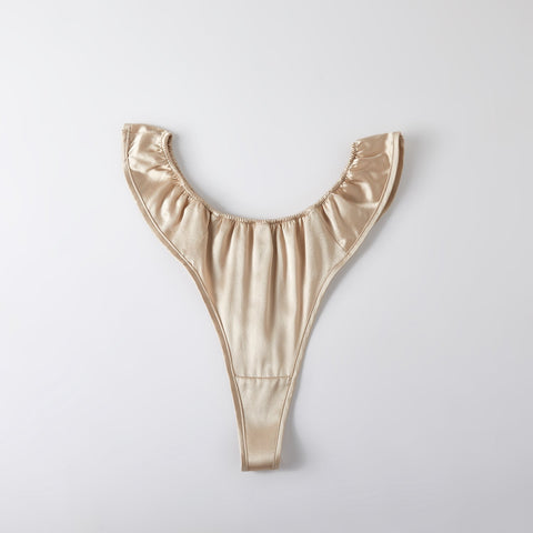 Soft Strokes Silk | Champagne Float T-String Panties