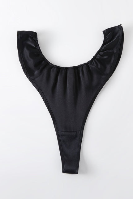 Soft Strokes Silk | Black Float T-String Panties