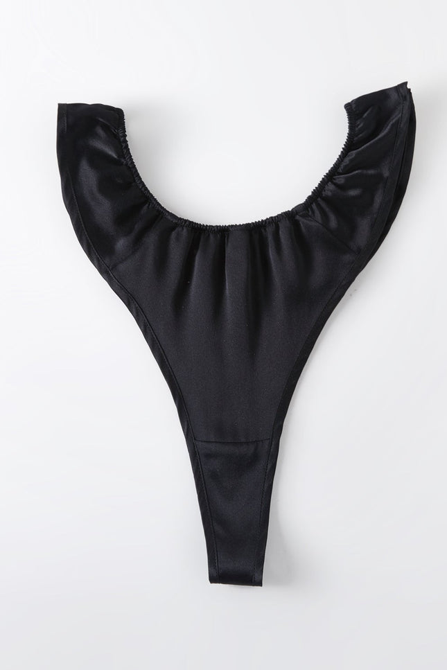 Soft Strokes Silk | Black Float T-String Panties