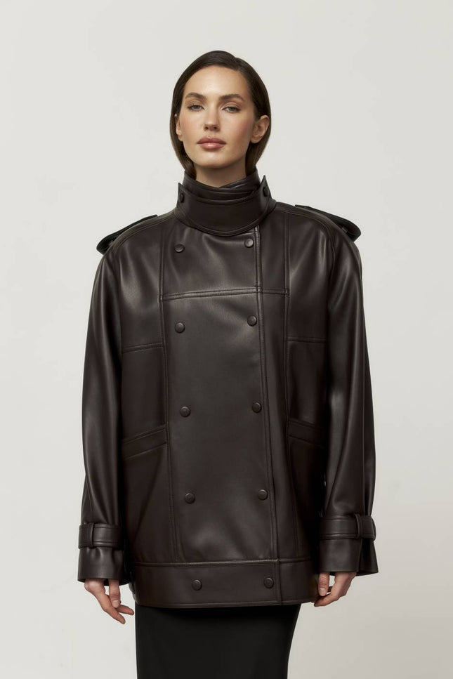 Kolosova | Chocolate Double-Breasted Jacket