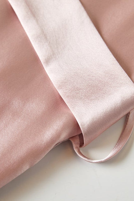 Soft Strokes Silk | Baby Pink Float Kimono Robe & Slip Mini Dress Set