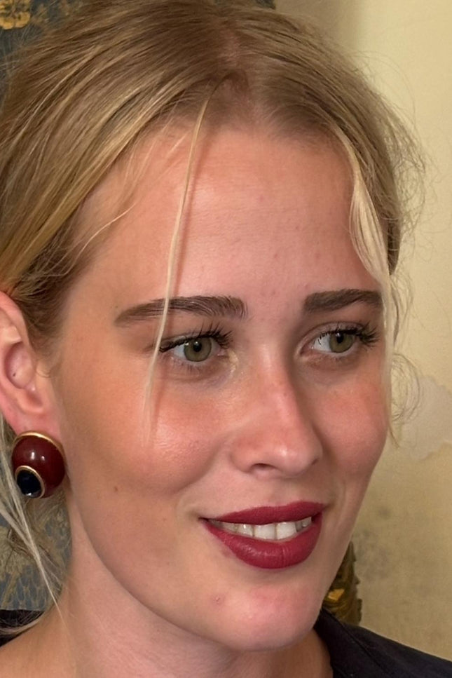 Michael Nash Jewelry | Stephanie Brown Resin Earrings With Sapphire Glass Stone