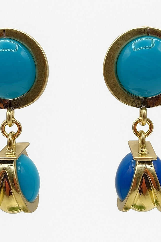 Michael Nash Jewelry | Agatha Light Turquoise And Cobalt  Resin Two Tone Drop Earrings