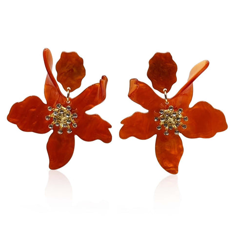 Michael Nash Jewelry | Burnt Orange Floral Resin Drop Earrings