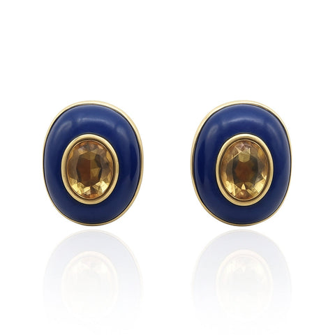 Michael Nash Jewelry | Stephanie Lapis Resin Clip Earring With Smoke Topaz Glass Stone