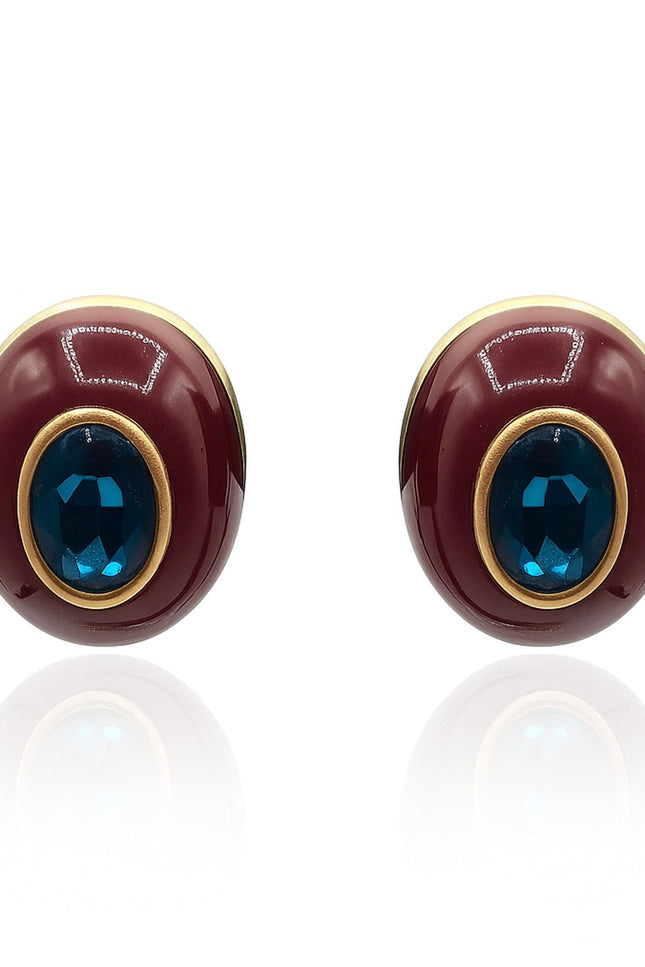 Michael Nash Jewelry | Stephanie Brown Resin Earrings With Sapphire Glass Stone