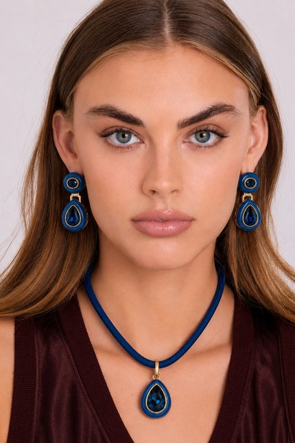 Lena Sapphire Resin And Sapphire Crystal Drop Earrings
