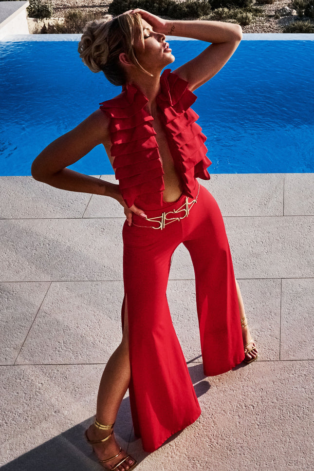 Antoninias | Cleo Wide Leg trousers strawberry red