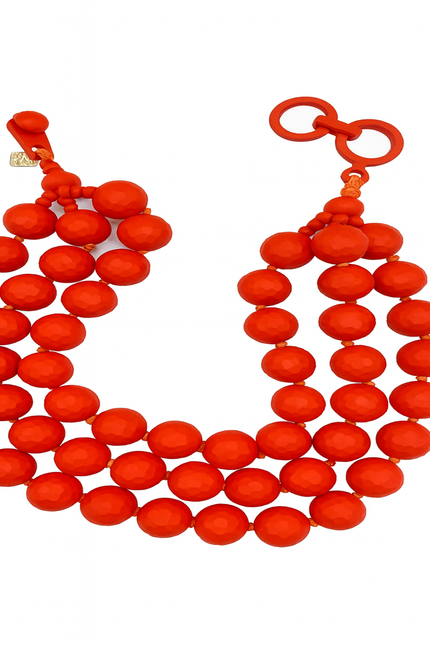 Michael Nash Jewelry | Georgiana Faceted Three Strand Orange Resin Necklace