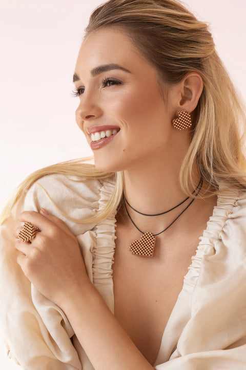 Pas de Marque | Rose gold-filled earrings Cœur Soufflé