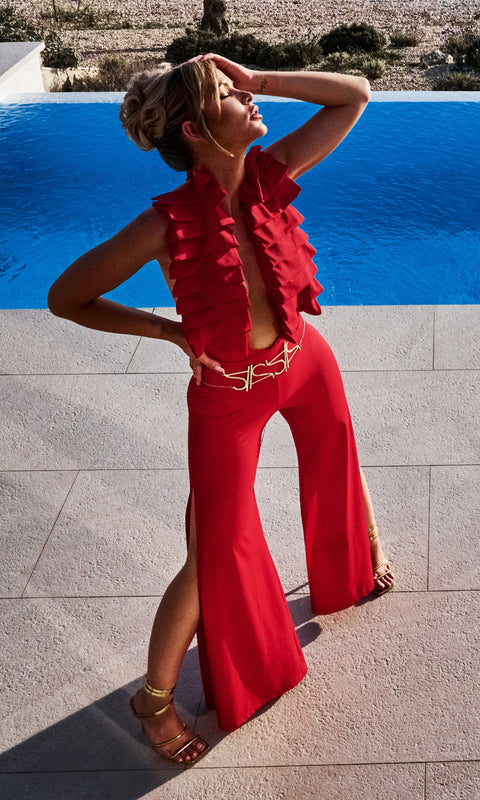 Antoninias | Cleo Wide Leg trousers strawberry red