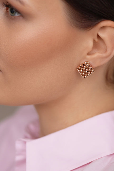 Pas de Marque | Rose gold-filled earrings Le Rhombe