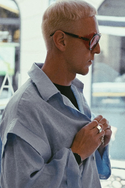 Soft Washed Oversized Shirt WING BLUE
