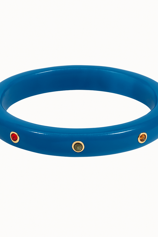 Michael Nash Jewelry | Kristen Cerulean Blue Studded Resin And Stone Bangle