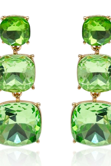 Michael Nash Jewelry | Mackenzie Triple Cushion Shape Peridot Drop Earrings