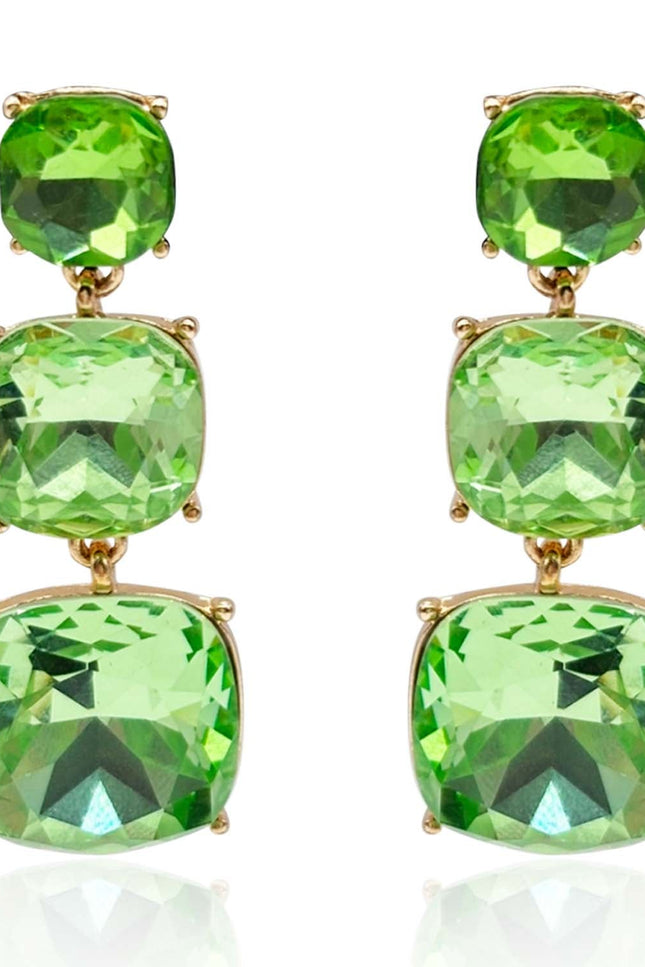 Michael Nash Jewelry | Mackenzie Triple Cushion Shape Peridot Drop Earrings