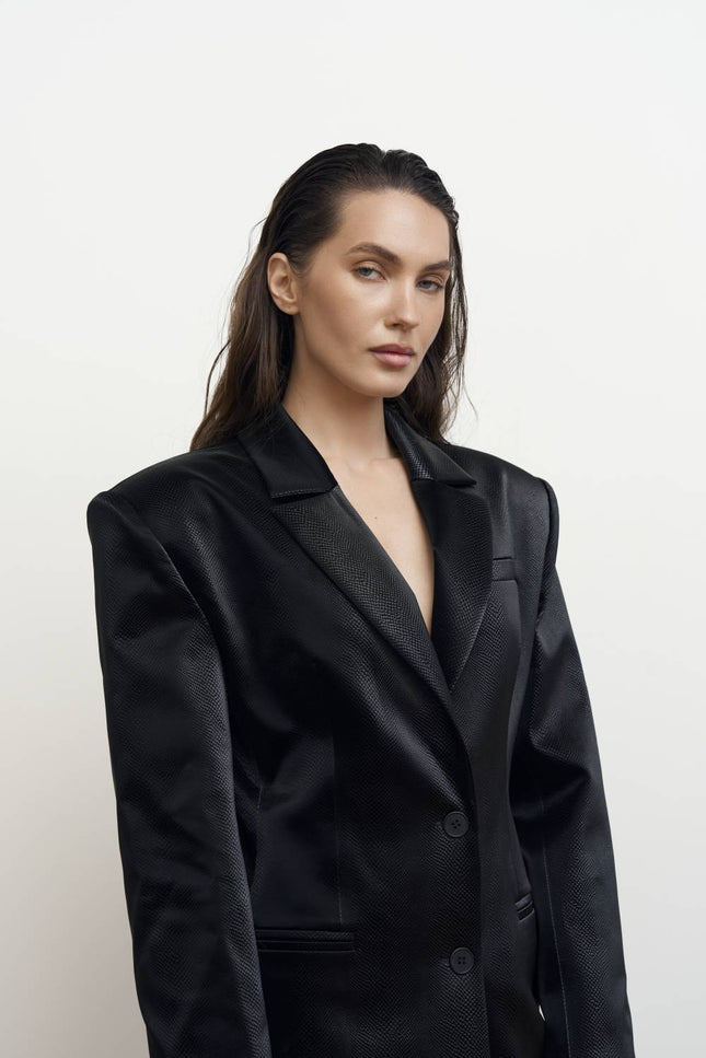 Kolosova | Reptile-Embossed Fitted Blazer
