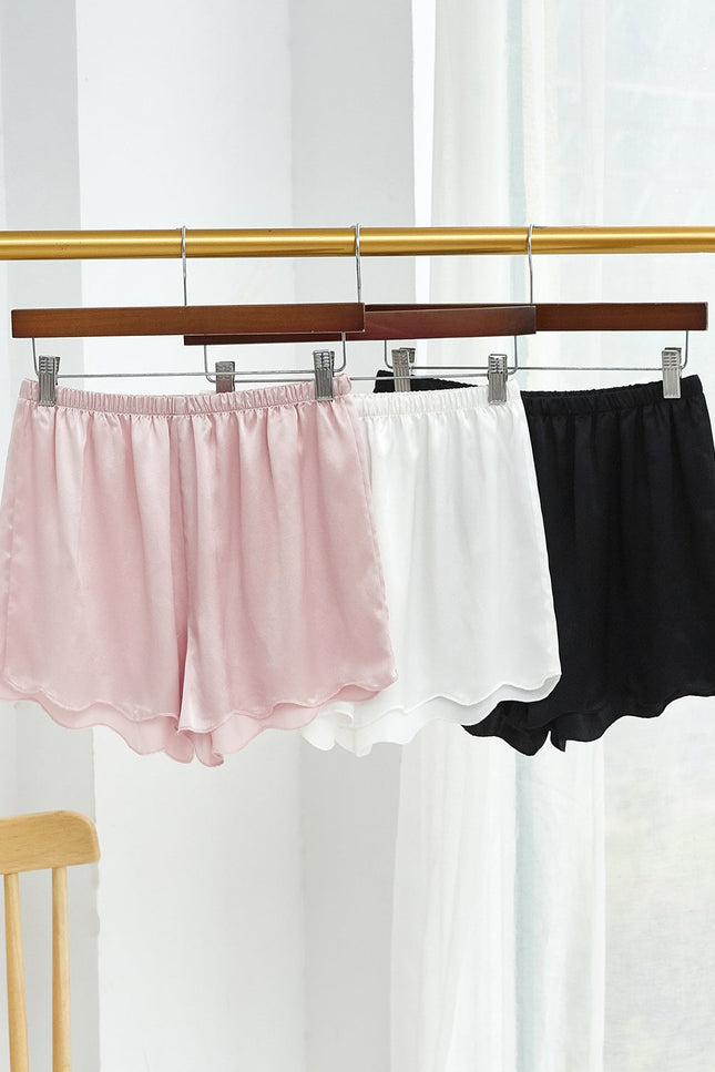 Soft Strokes Silk | Dusty Rose Scallop Edged Pyjamas Shorts