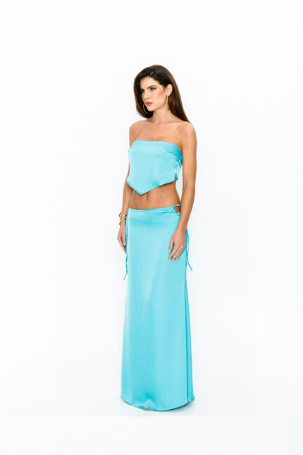 Say no more I Gia Satin Set Blue