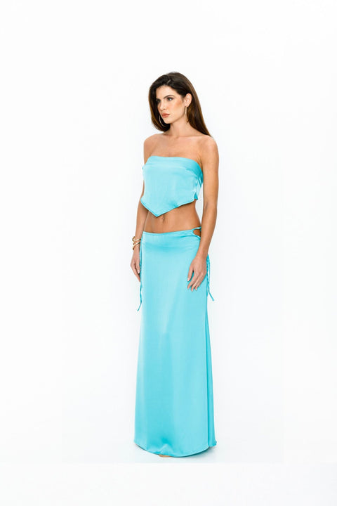 Say no more I Gia Satin Set Blue