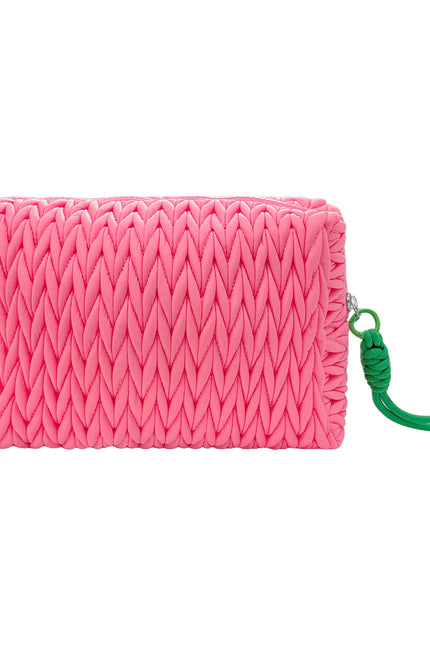 Pink squishy makeup bag by Lillyloves, soft and plush wash bag with zipper closure, perfect for cosmetics and toiletries.