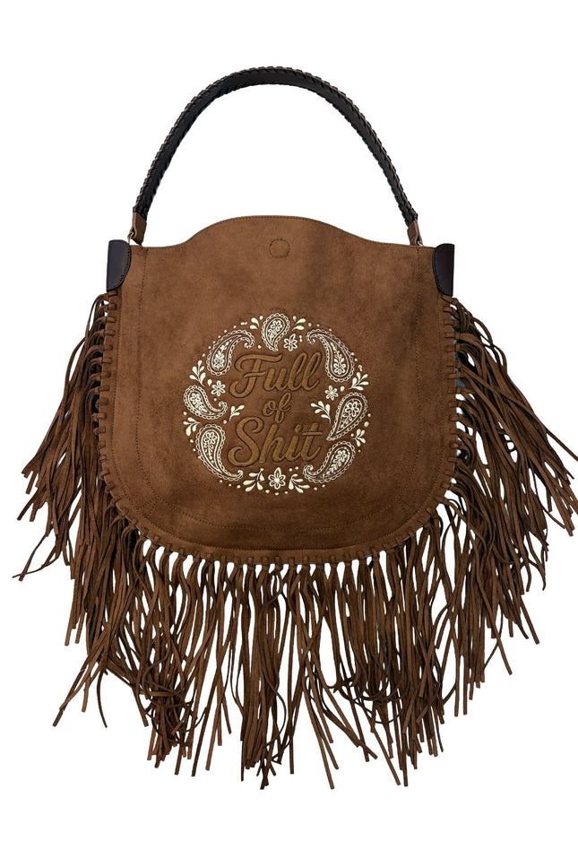 Lilly Loves | Full of Shit Paisley Chocolate Tassel Handbag