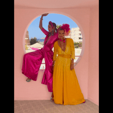 Julia Clancey I Olivia Saffron Dip Dye Kombinezon Palazzo z cekinami