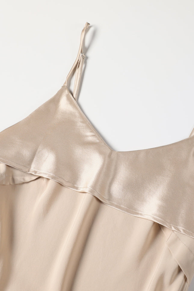 Soft Strokes Silk | Beige Float Kimono Robe & Slip Mini Dress Set