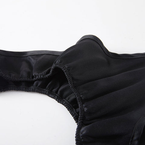 Soft Strokes Silk | Black Float T-String Panties