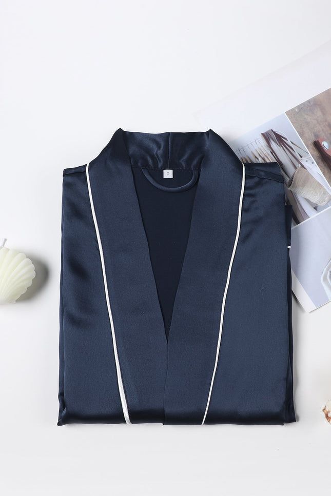 Soft Strokes Silk | Pasithea Navy Kimono Robe