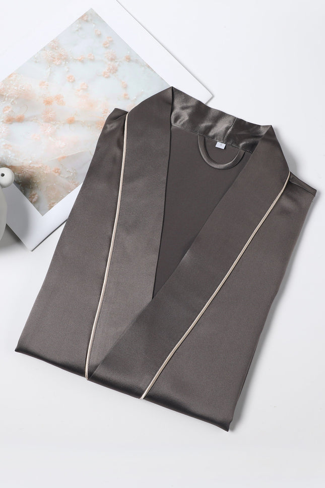 Soft Strokes Silk | Pasithea Grey Kimono Robe
