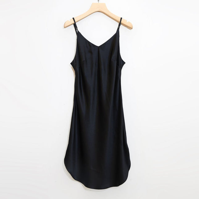 Soft Strokes Silk | River Nymph Black Slip Mini Dress