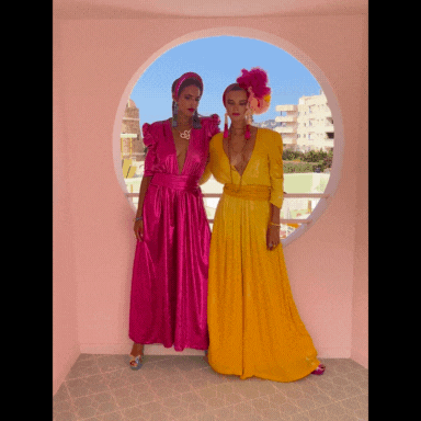 Julia Clancey I Olivia Saffron Dip Dye Sequin Palazzo jumpsuit