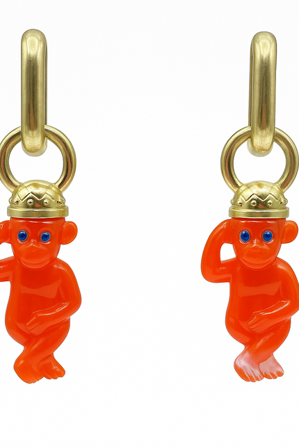 Michael Nash Jewelry | Monkey Orange Resin Drop Earrings