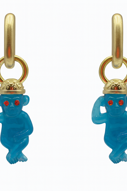 Michael Nash Jewelry | Monkey Cerulean  Blue  Resin Drop Earrings