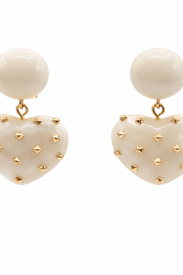 Michael Nash Jewelry | Lavinia Mother Of Pearl Resin Studded Heart Drop Earrings