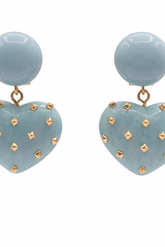 Michael Nash Jewelry | Lavinia Aqua Resin Studded Heart Drop Earrings