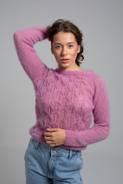 Color My Space I Sweter Leaf różowy