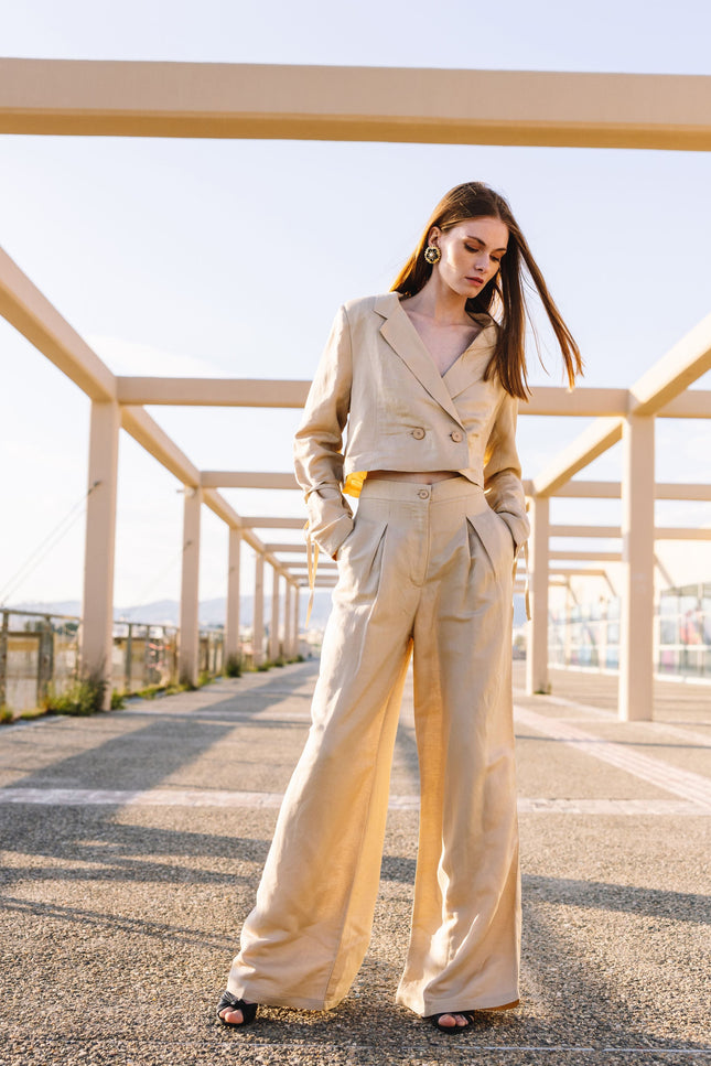Five p.m. | Tenerife Blazer & Wide Leg Trousers Set beige