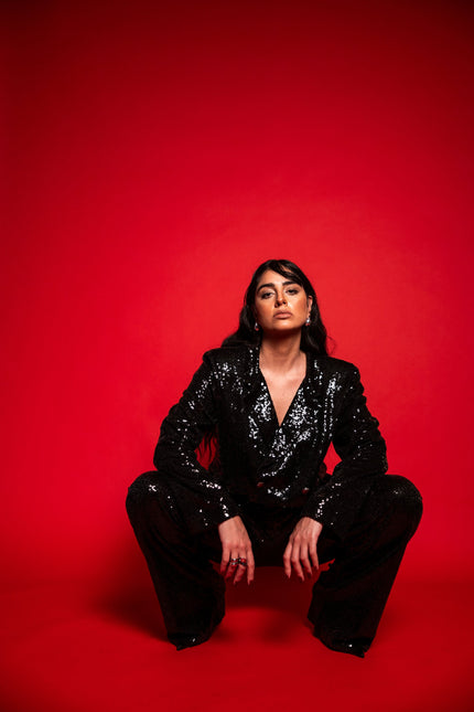 Five p.m. | Dark Blazer and Wide Leg Trousers Set