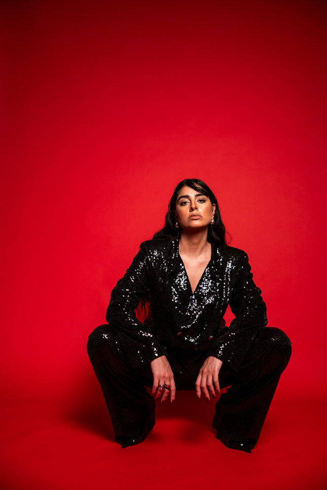 Five p.m. | Dark Blazer and Wide Leg Trousers Set