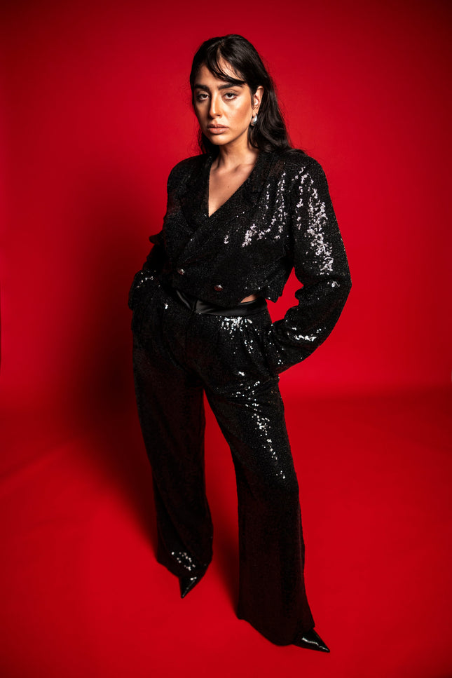 Five p.m. | Dark Blazer and Wide Leg Trousers Set