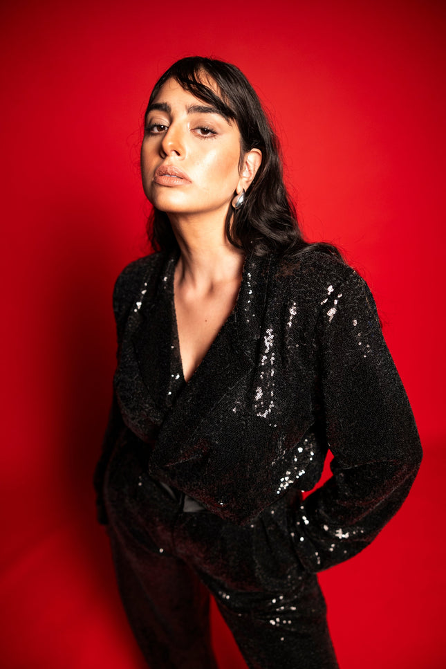Five p.m. | Dark Blazer and Wide Leg Trousers Set