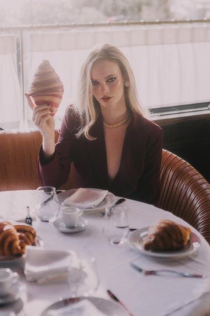 Five p.m. | Soho Blazer and Straight Trousers Set burgundy