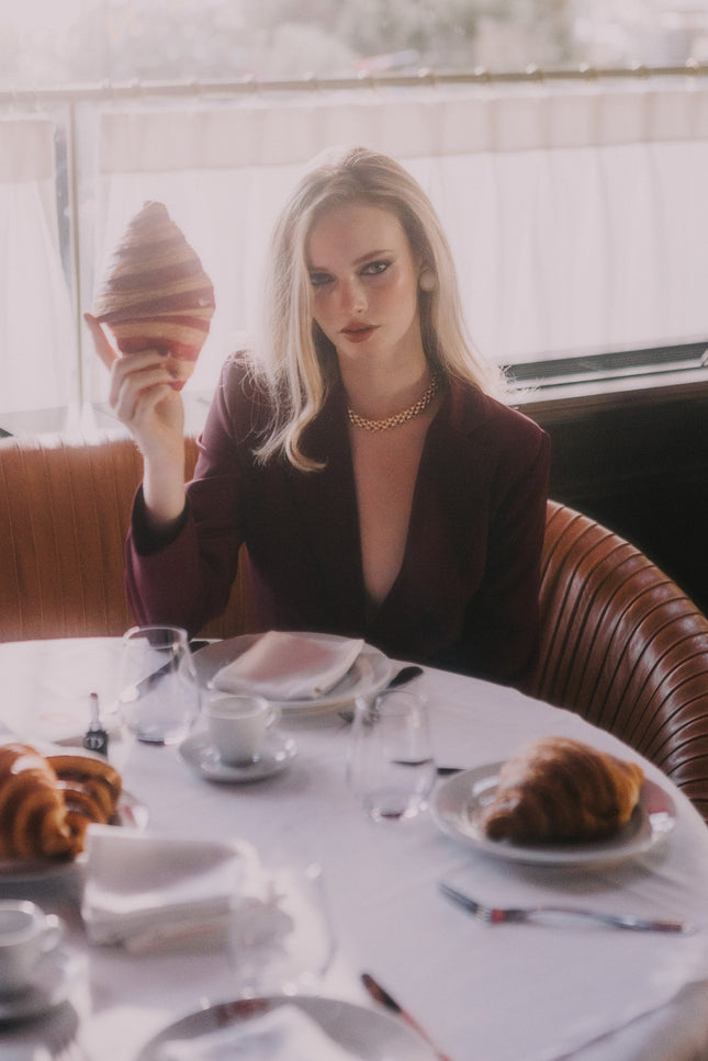 Five p.m. | Soho Blazer and Straight Trousers Set burgundy