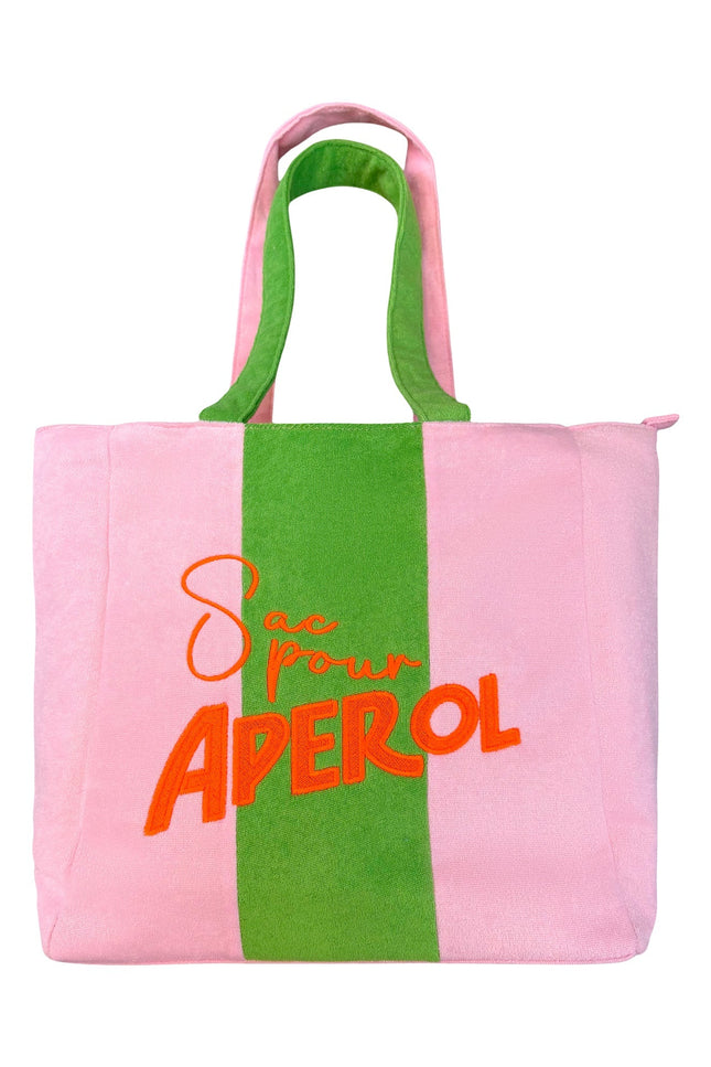 Lilly Loves Aperol Terry Beach Bag handbag with colorful striped design and sturdy handles for casual beach outings