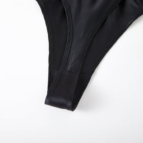 Soft Strokes Silk | Black Float T-String Panties