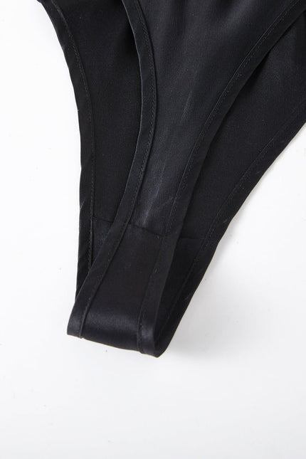Soft Strokes Silk | Black Float T-String Panties