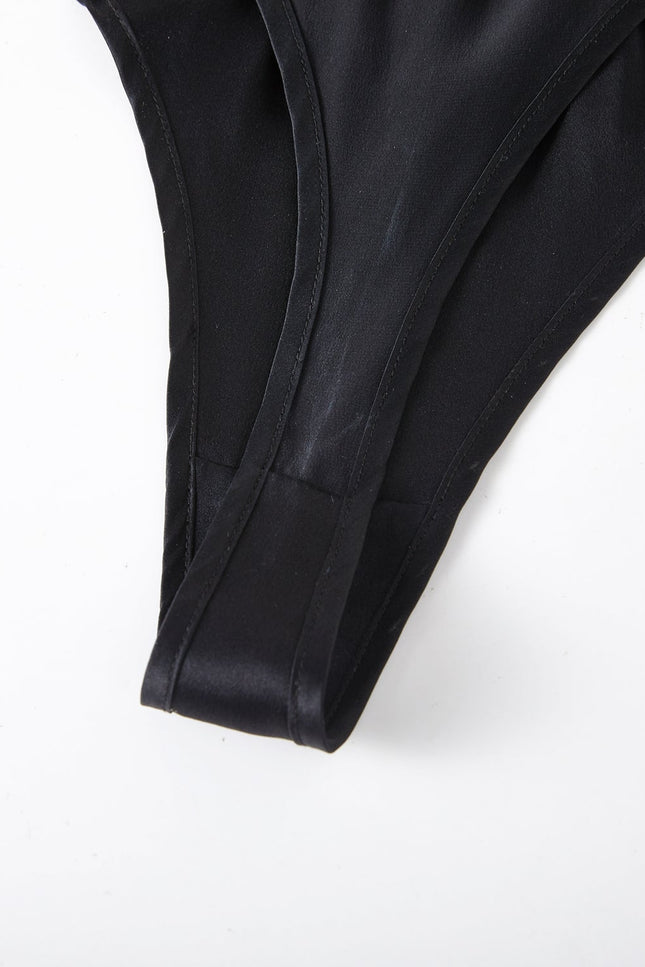 Soft Strokes Silk | Black Float T-String Panties