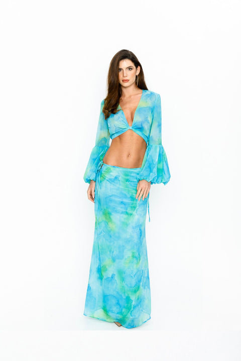 Say no more I Irena Floral Blue Muslin Skirt